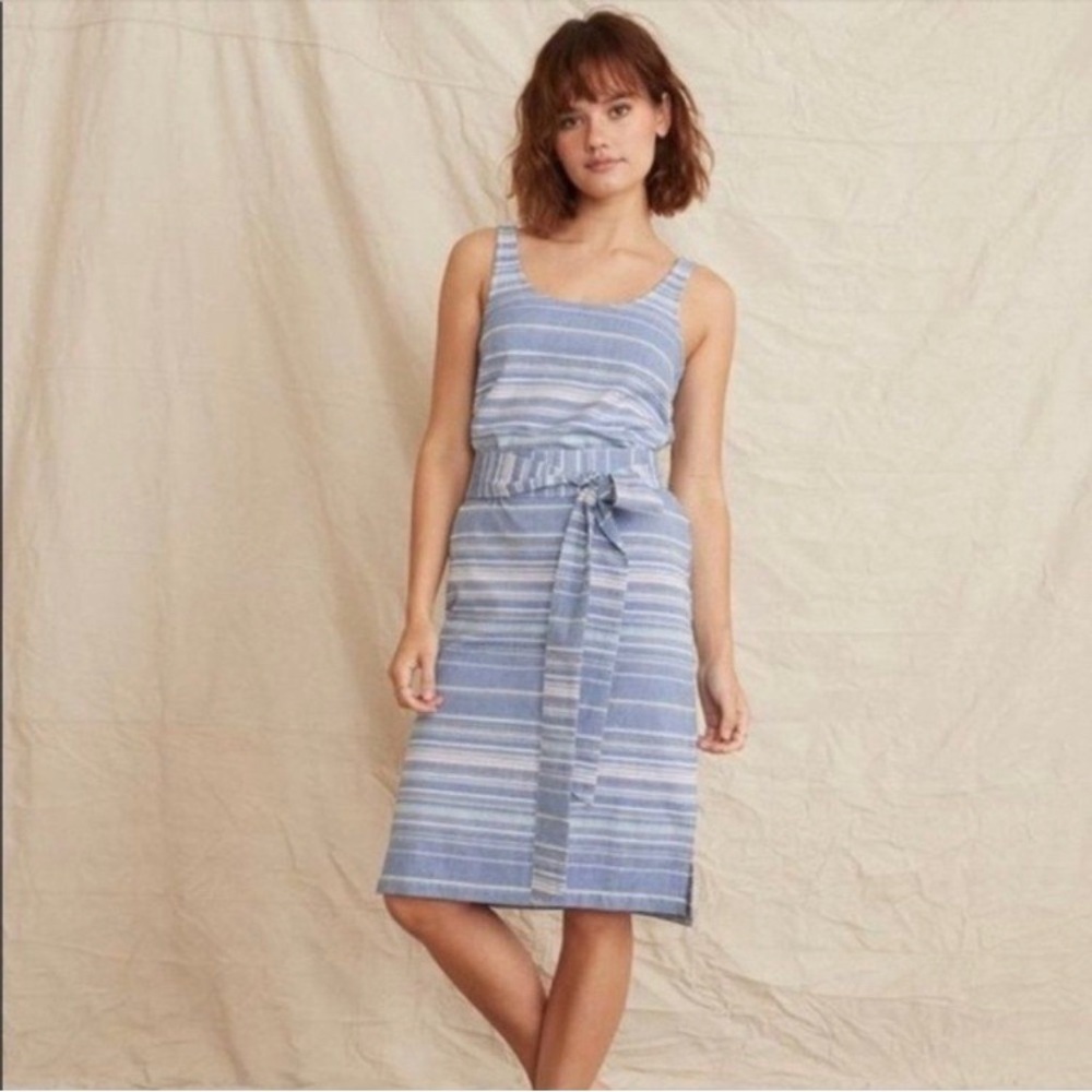 Marine Layer Brea Blue Midi Dress Women’s Medium ~ Cotton Sleeveless Coastal